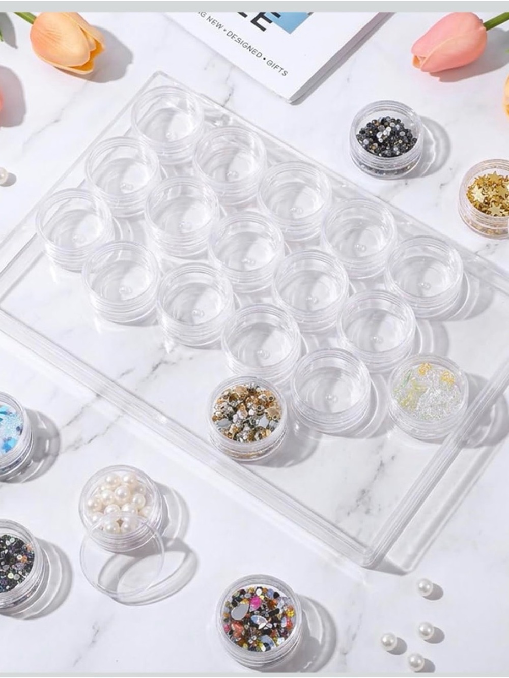 Clear acrylic jewelry/craft organizer jar system-Set of 2